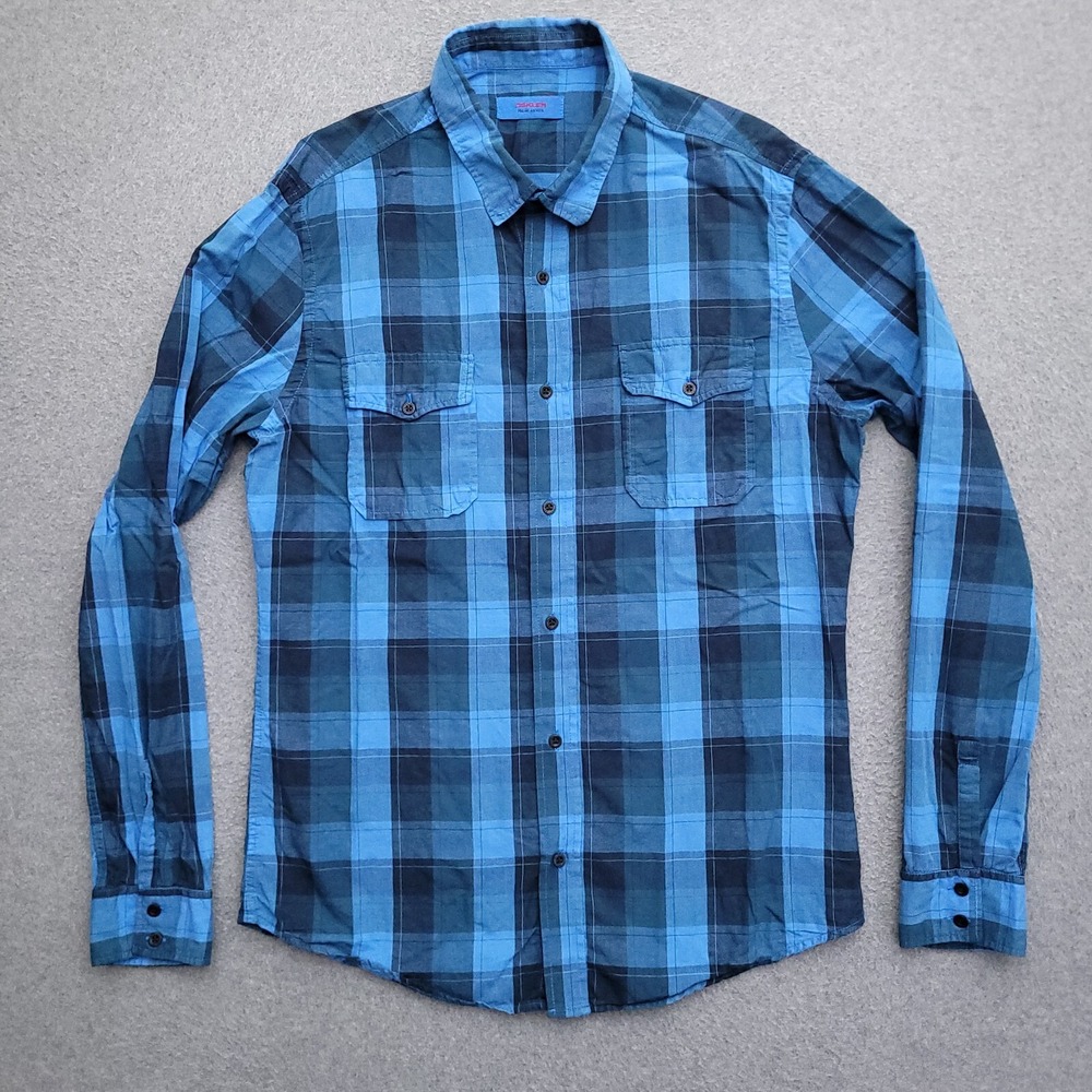 Osklen Río De Janeiro Button Up Shirt Mens Small Blue Plaid Long Sleeve